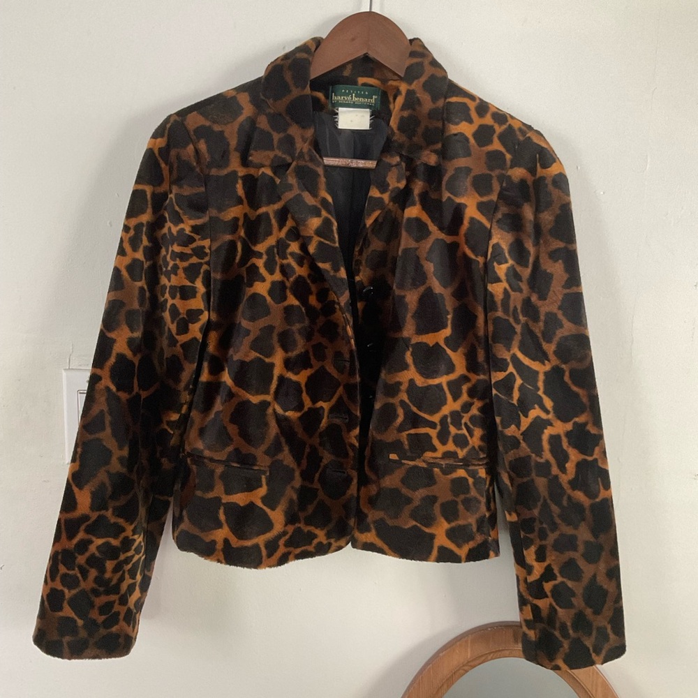 Harve Bernard Petites Leopard Print Statement Blazer Jacket", size S/M